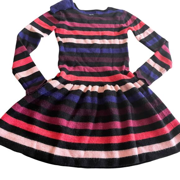 Sonia Rykiel Enfant Wool Multicolor Striped Long Sleeve Dress size 8 - Picture 6 of 10